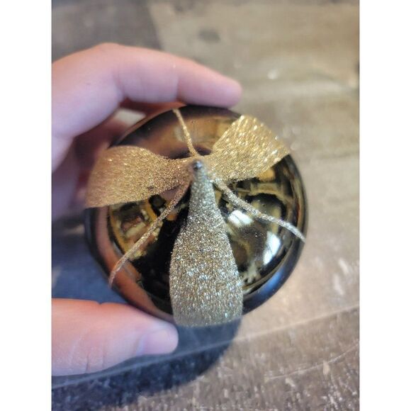 Pointed blown glass Brown glitter gold ornament Xmas decor - Picture 5 of 5